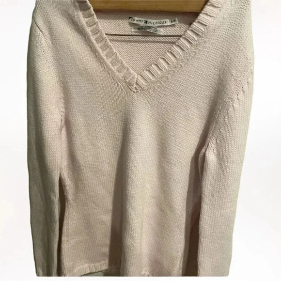 Tommy Hilfiger women’s light pink v-neck sweater size small wool blend - Picture 1 of 4